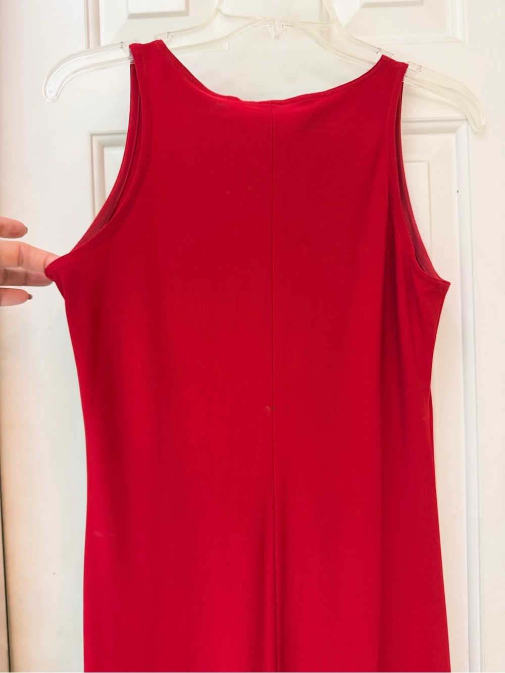 Norma Kamali Sleeveless Red Knit Midi Dress - Classic Fitted Stretch, Sz S - Picture 9 of 15